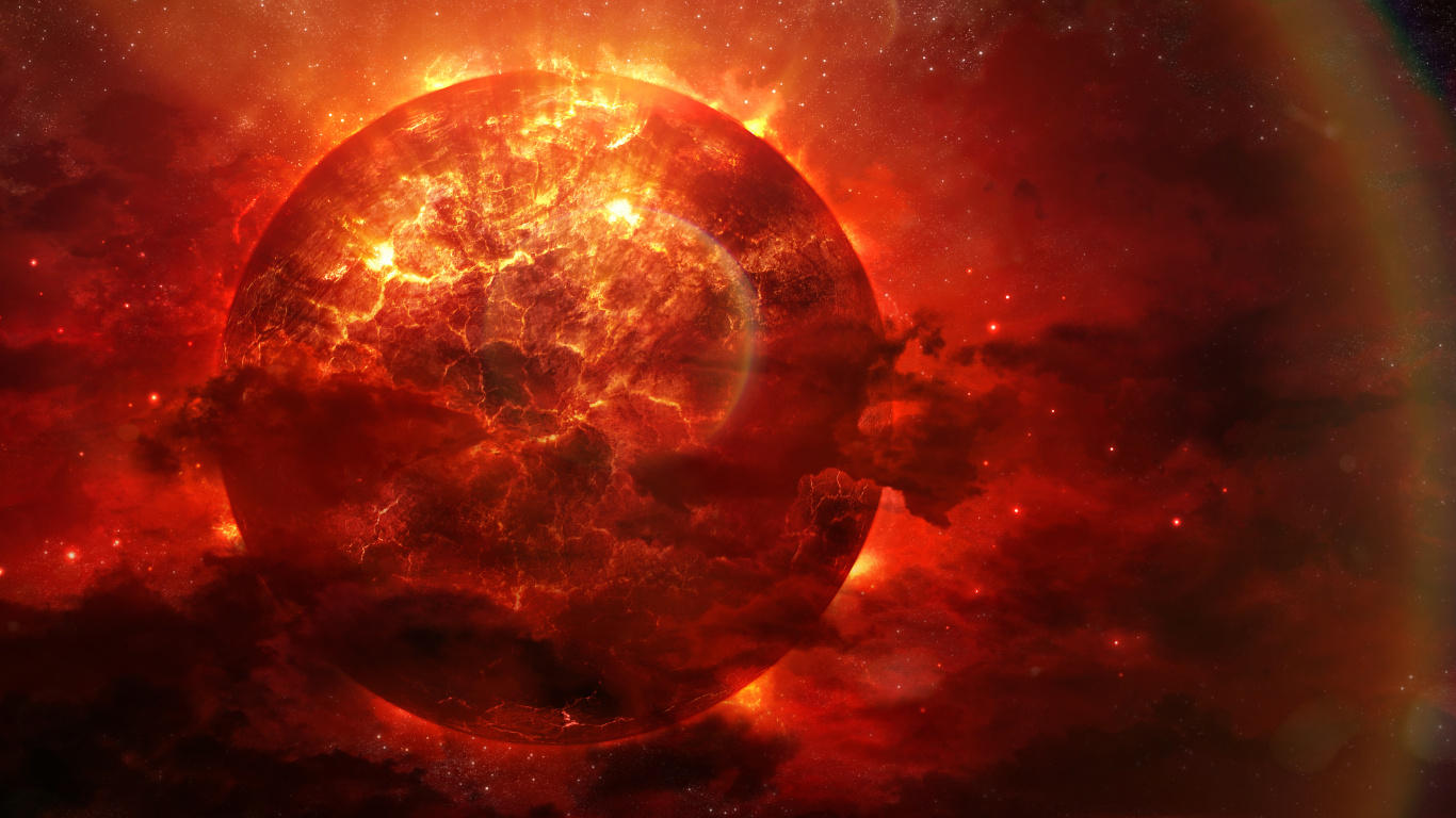 Planète Brune et Noire Avec Des Étoiles. Wallpaper in 1366x768 Resolution