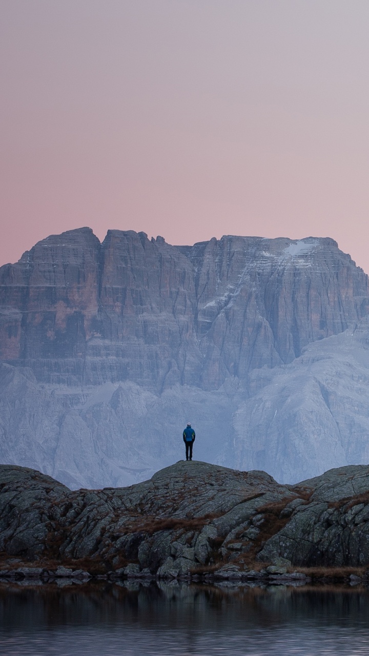 Mountainous Landforms, Mountain, Mountain Range, Reflection, Sea. Wallpaper in 720x1280 Resolution