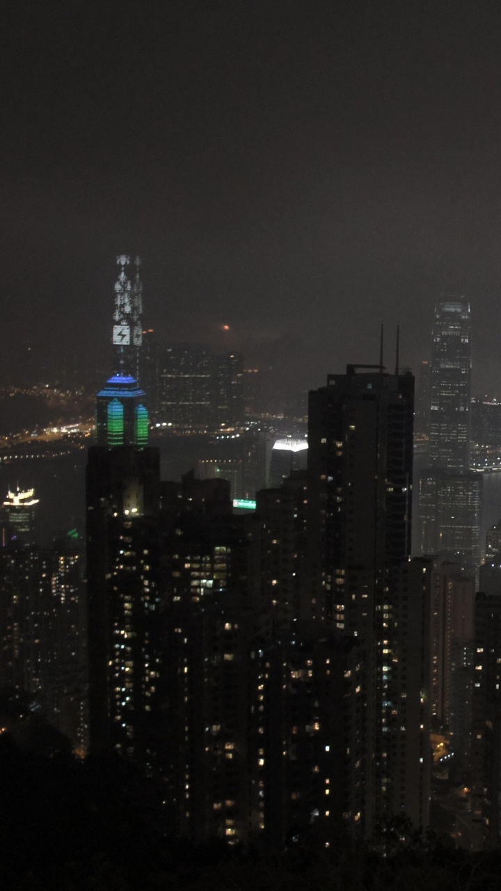 Skyline Der Stadt Bei Nacht Night. Wallpaper in 720x1280 Resolution