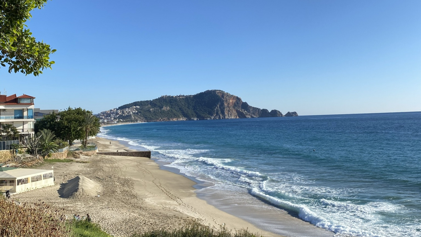 Kleopatra Beach, Coast, Water, Plant, Water Resources. Wallpaper in 1366x768 Resolution