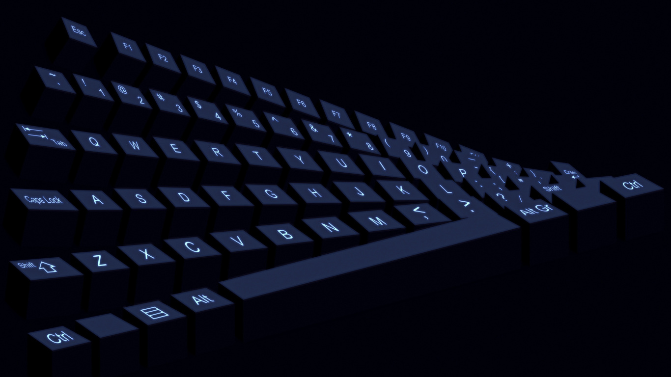 Clavier D'ordinateur Noir Sur Surface Noire. Wallpaper in 1366x768 Resolution