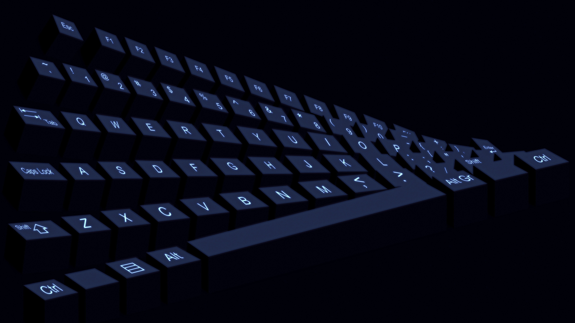 Clavier D'ordinateur Noir Sur Surface Noire. Wallpaper in 1920x1080 Resolution