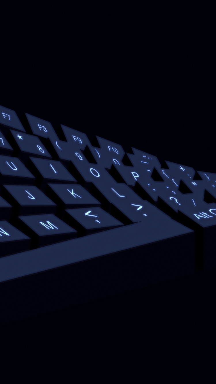 Clavier D'ordinateur Noir Sur Surface Noire. Wallpaper in 750x1334 Resolution