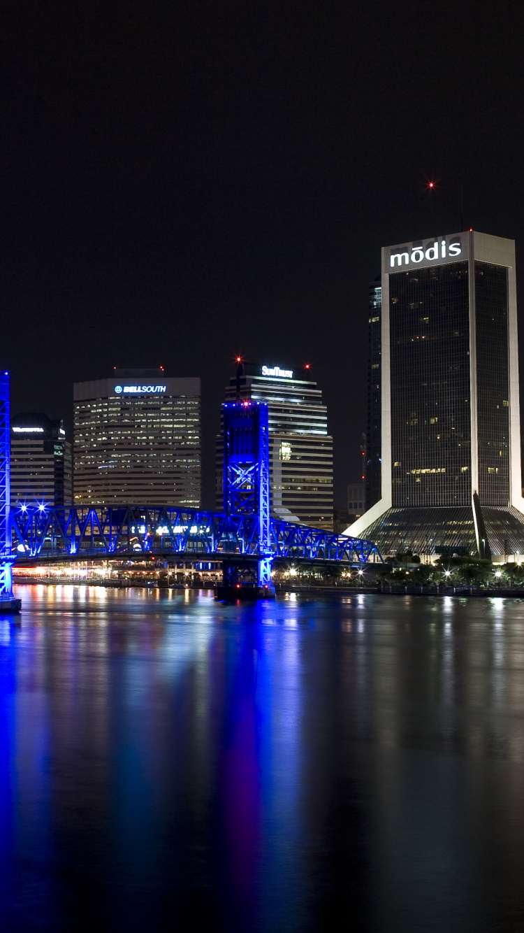 Skyline Der Stadt Bei Nacht Night. Wallpaper in 750x1334 Resolution