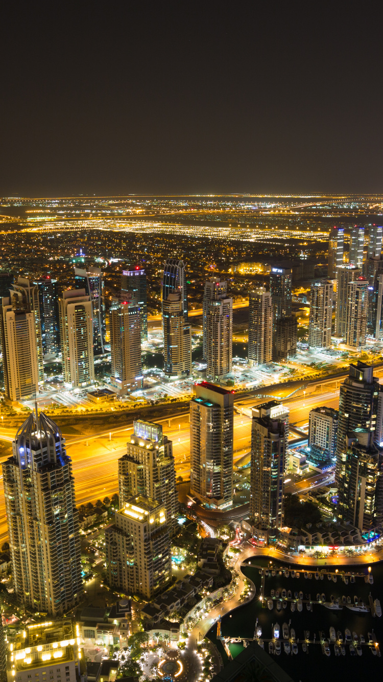 Aerial View of City During Night Time. Wallpaper in 750x1334 Resolution