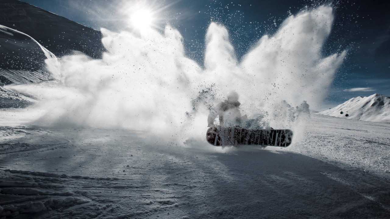 Snowboard, Snowboarding, Snow, Winter, Cloud. Wallpaper in 1280x720 Resolution