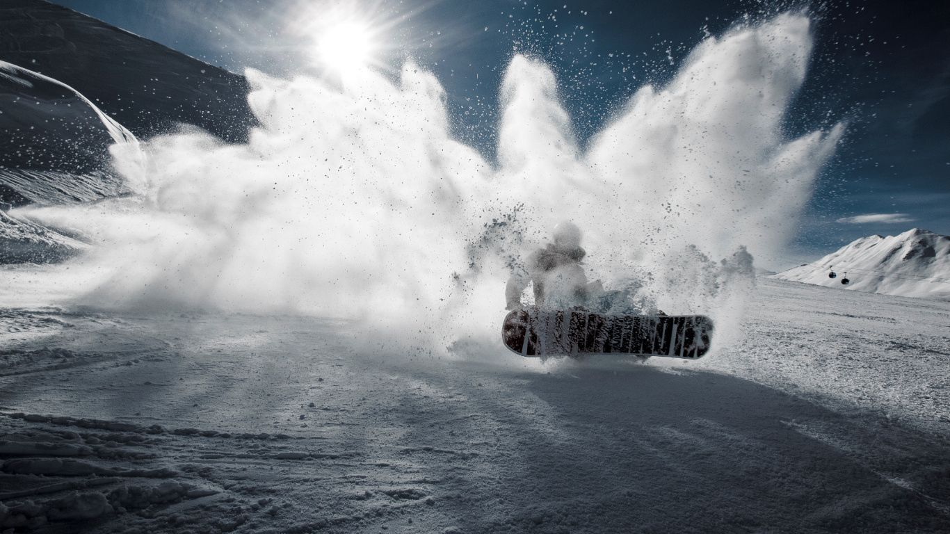 Snowboard, Snowboarding, Snow, Winter, Cloud. Wallpaper in 1366x768 Resolution