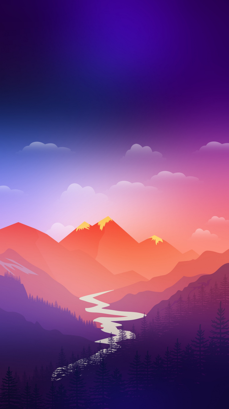 Montaje de Escenografía, Ambiente, Afterglow, Montaña, Paisaje Natural. Wallpaper in 750x1334 Resolution