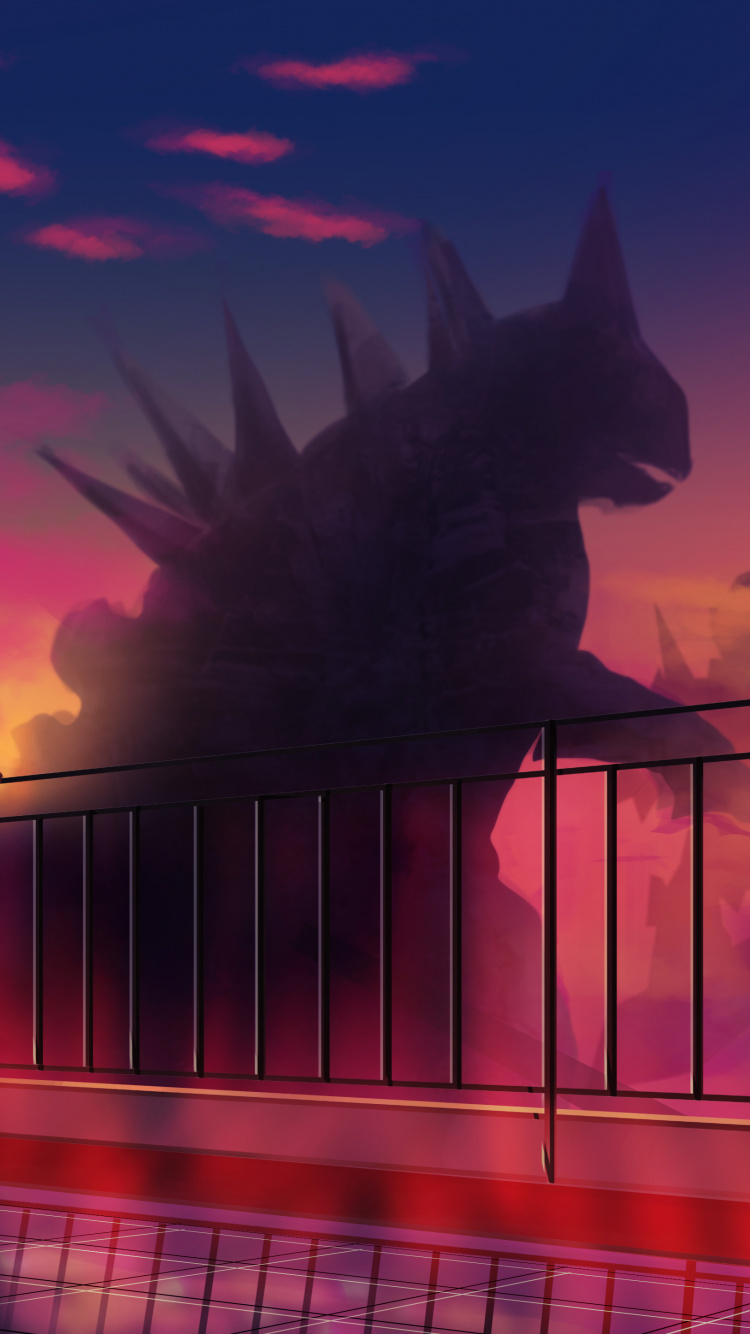 Silhouette of Cat on Railings During Sunset. Wallpaper in 750x1334 Resolution
