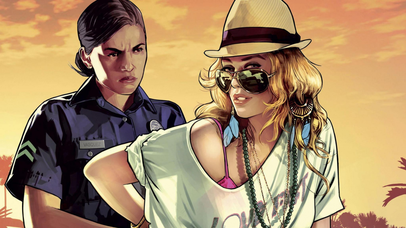 Grand Theft Auto v, Grand Theft Auto Vice City, Fraîcheur, Illustration, Lunettes. Wallpaper in 1366x768 Resolution