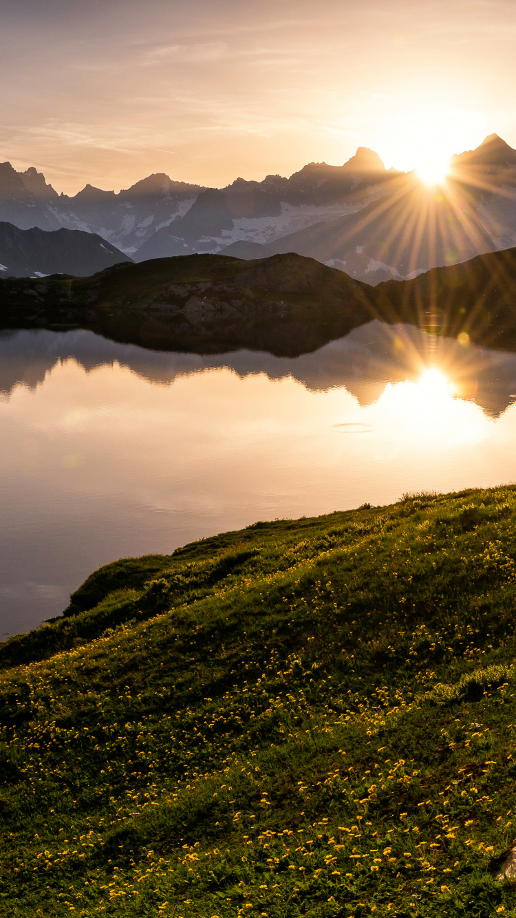 Lacs de Fentre, Landscape, Glacier de Pice, Cloud, Water. Wallpaper in 750x1334 Resolution
