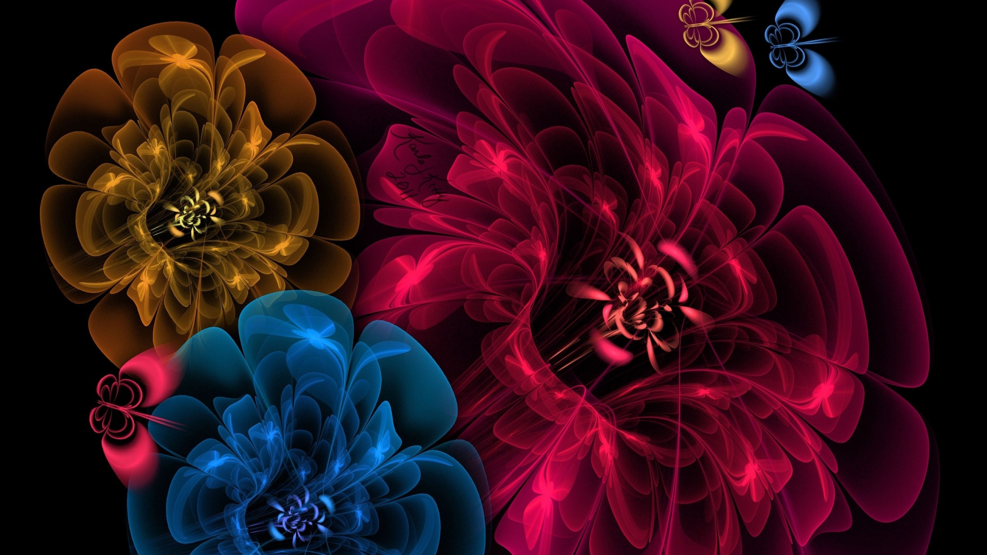 Purple and Yellow Flower Illustration. Wallpaper in 1920x1080 Resolution