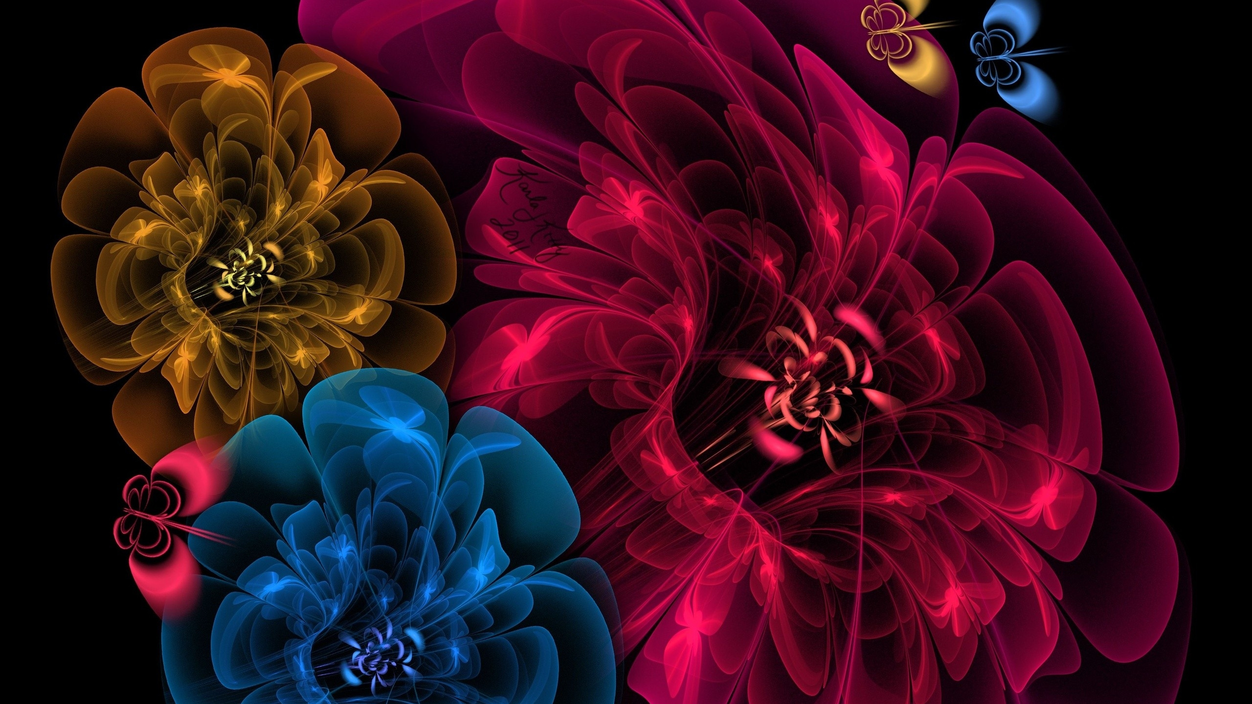 Purple and Yellow Flower Illustration. Wallpaper in 2560x1440 Resolution