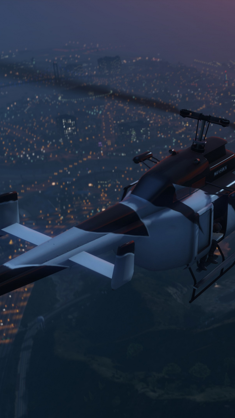 Grand Theft Auto v, Rockstar Games, Playstation 4, Helicopter, Rotorcraft. Wallpaper in 750x1334 Resolution