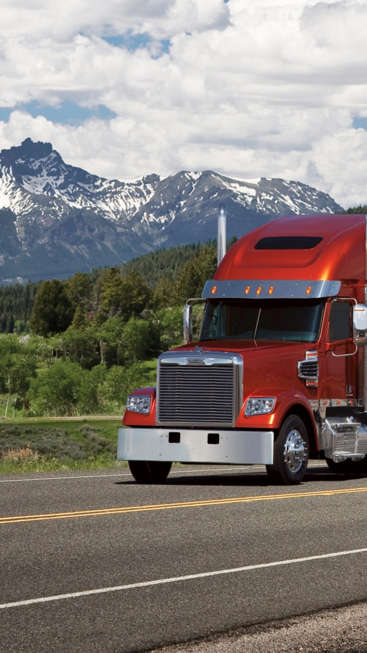 Red and White Freight Truck on Road During Daytime. Wallpaper in 720x1280 Resolution