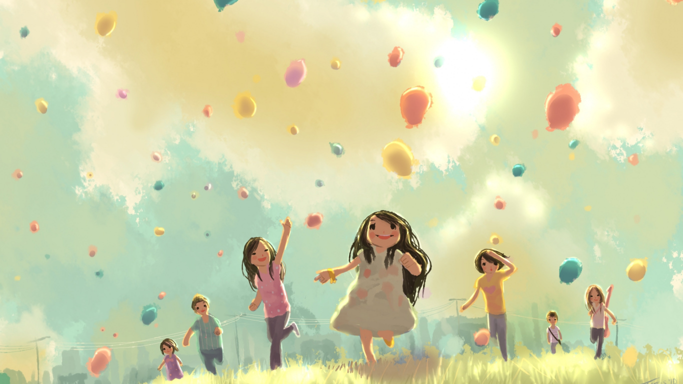 3 Filles en Robe Rose et Noire Debout Sur un Terrain D'herbe Verte. Wallpaper in 1366x768 Resolution