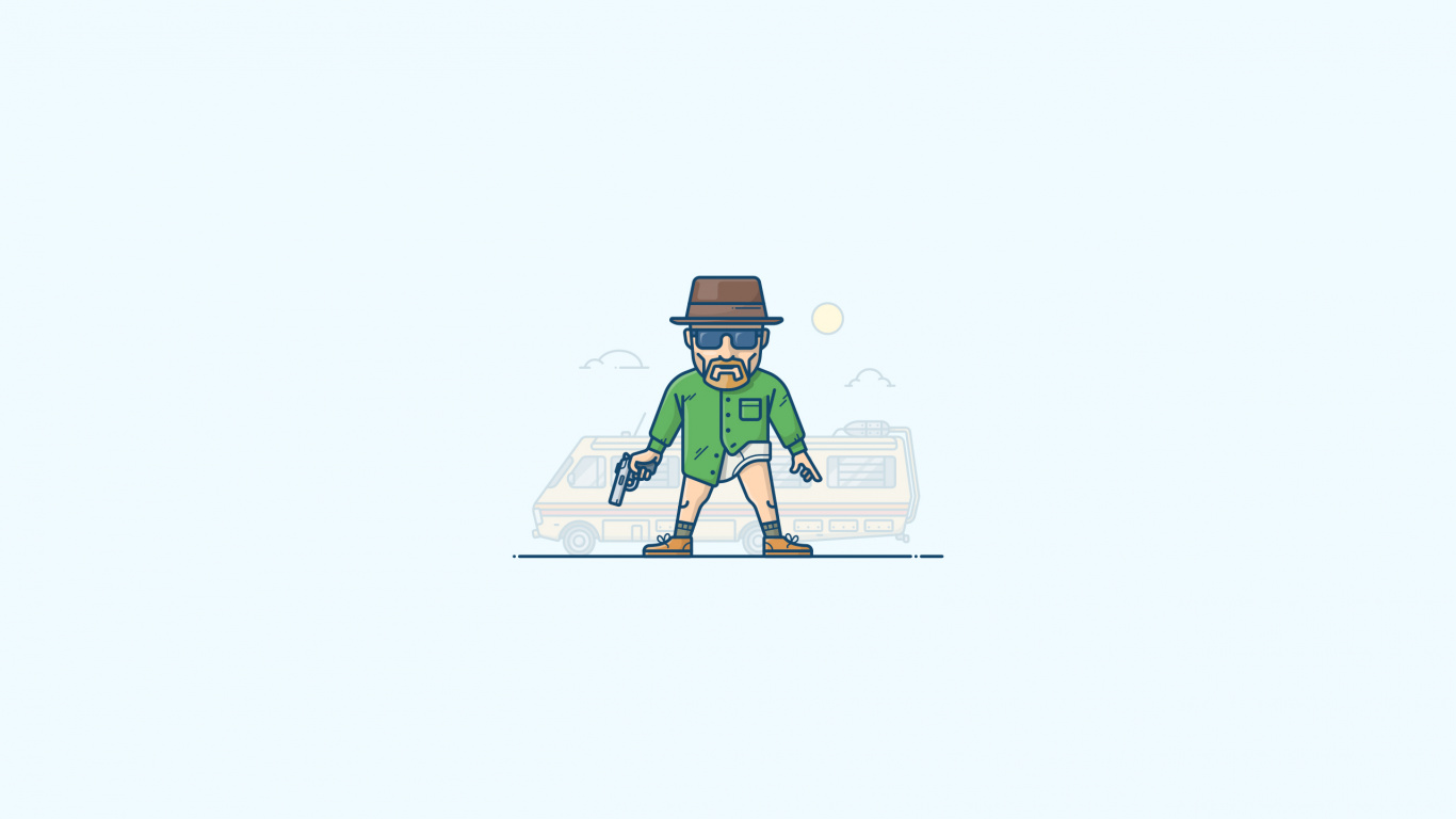 Man in Green Jacket and Green Pants Illustration. Wallpaper in 1366x768 Resolution