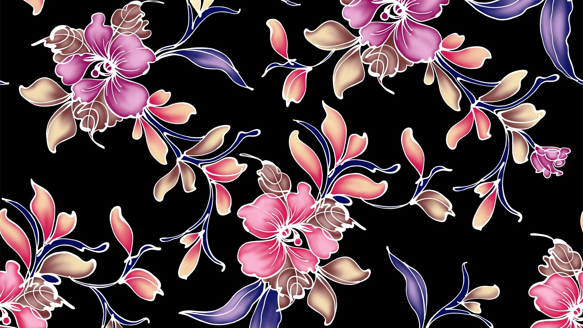 Lila Und Braune Blumenillustration. Wallpaper in 1920x1080 Resolution