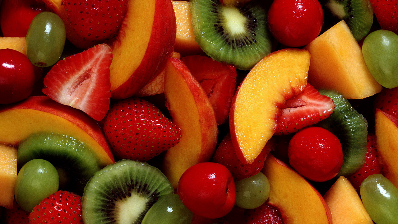 Fruta, Ensalada de Frutas, Ensalada, Ensalada de Durazno, Kiwi. Wallpaper in 1280x720 Resolution