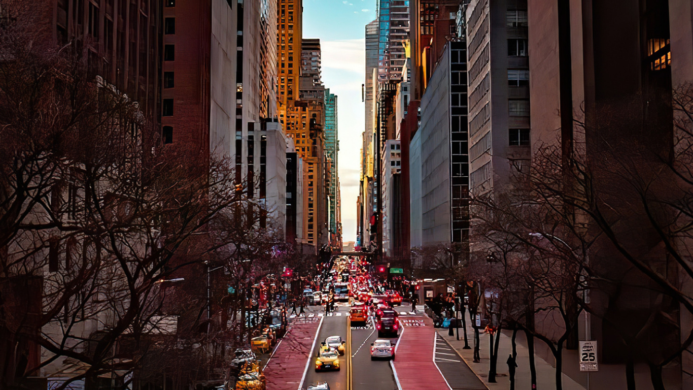 Tudor Stadtgrüns, Gebäude, Wolkenkratzer, Car, Licht. Wallpaper in 1366x768 Resolution