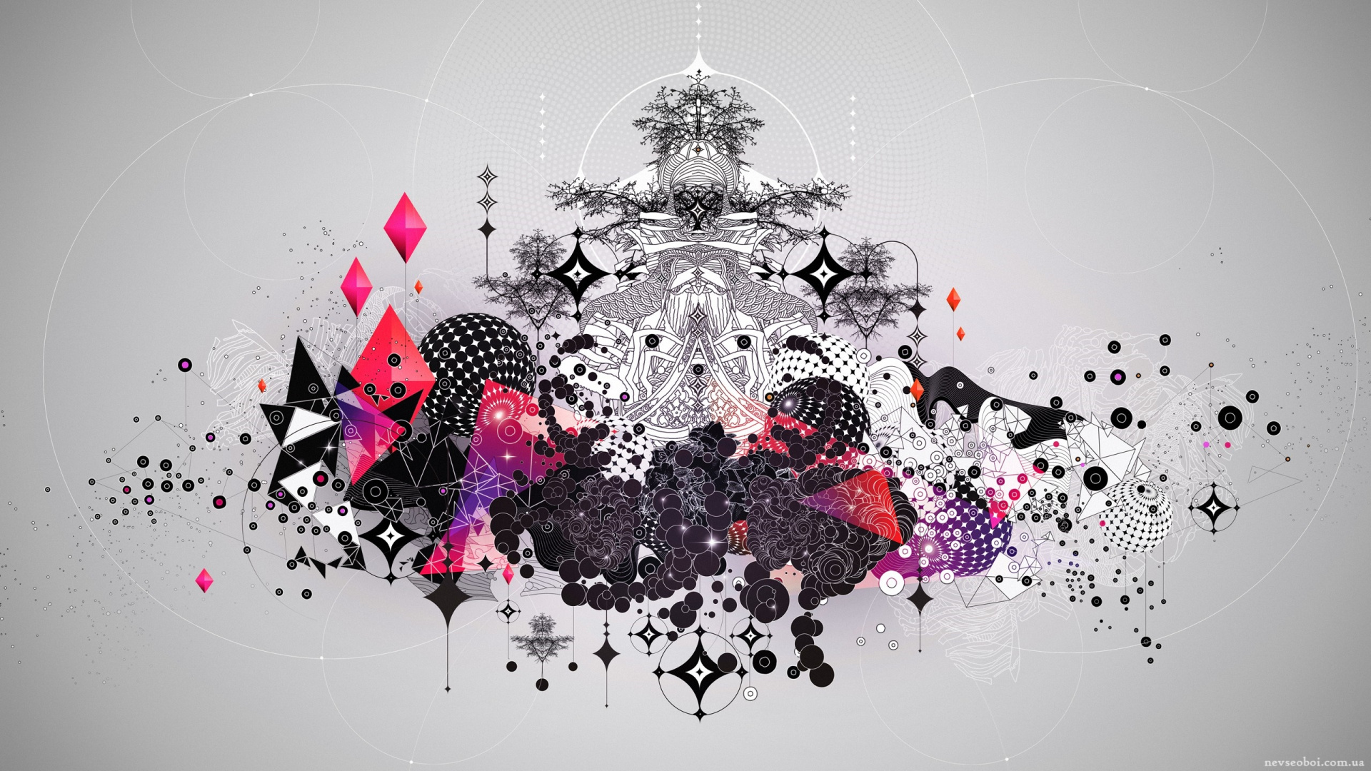 Schwarz-weiße Schädel- Und Sternillustration. Wallpaper in 1920x1080 Resolution