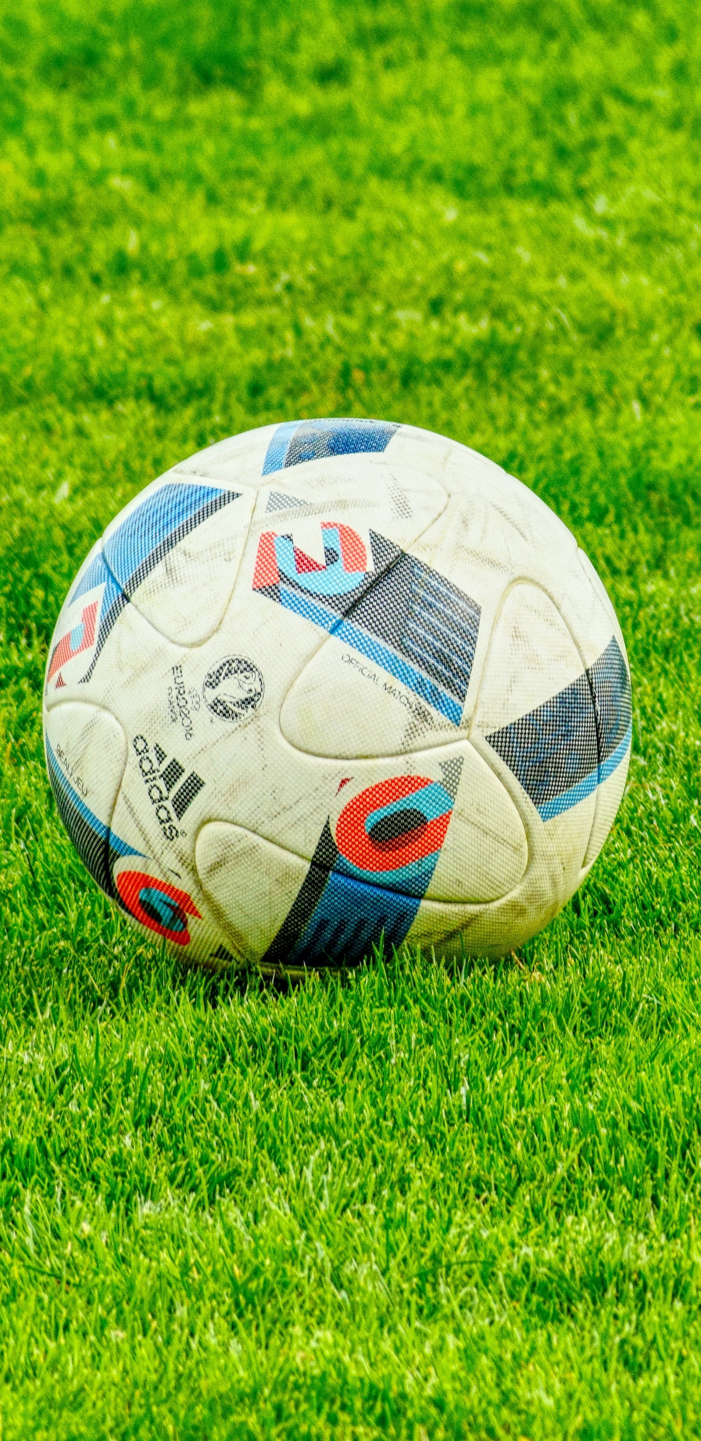 Weißer Fußball Auf Der Grünen Wiese Tagsüber. Wallpaper in 1440x2960 Resolution