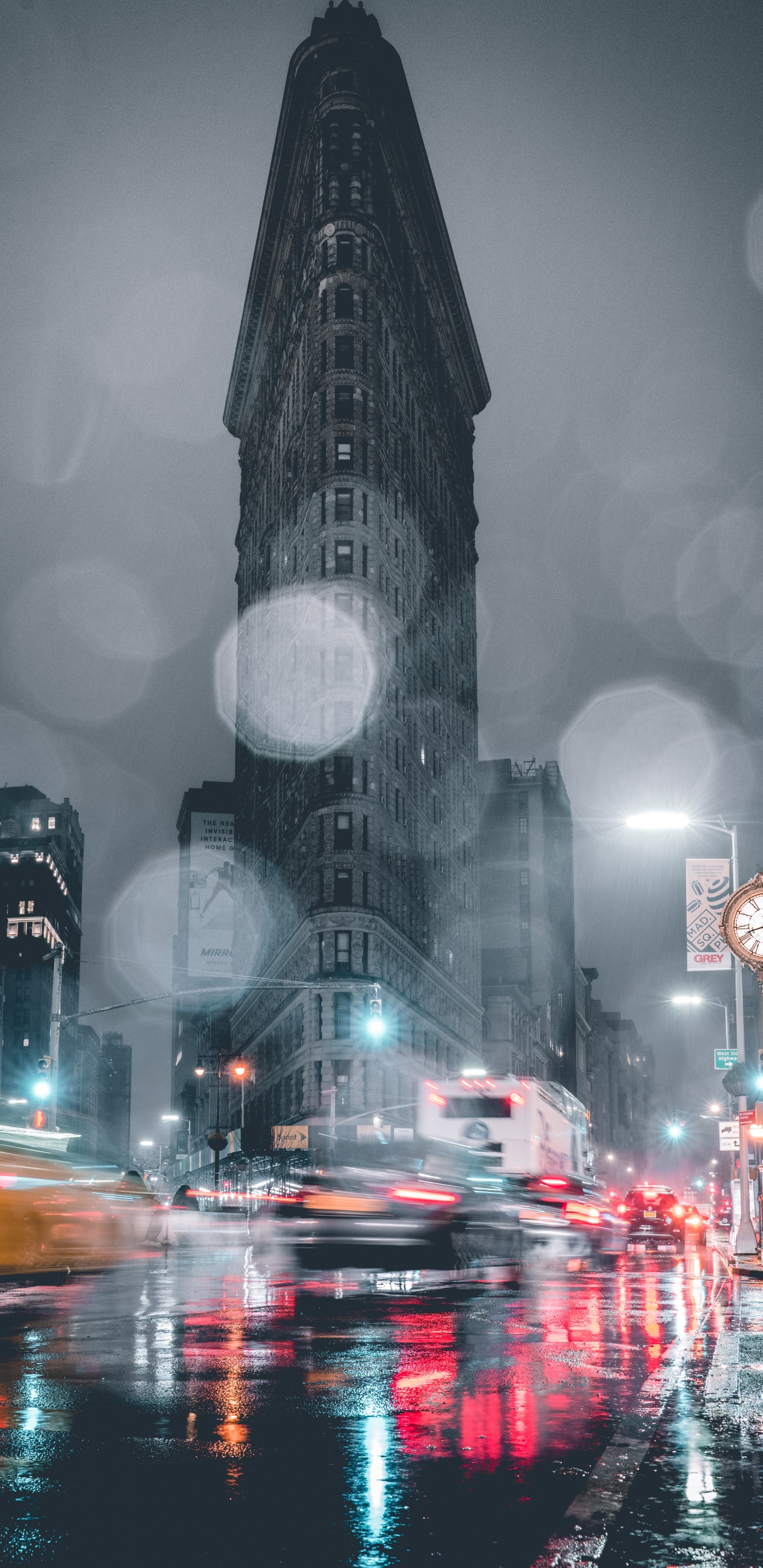 Cars on Road Near High Rise Buildings During Night Time. Wallpaper in 1440x2960 Resolution