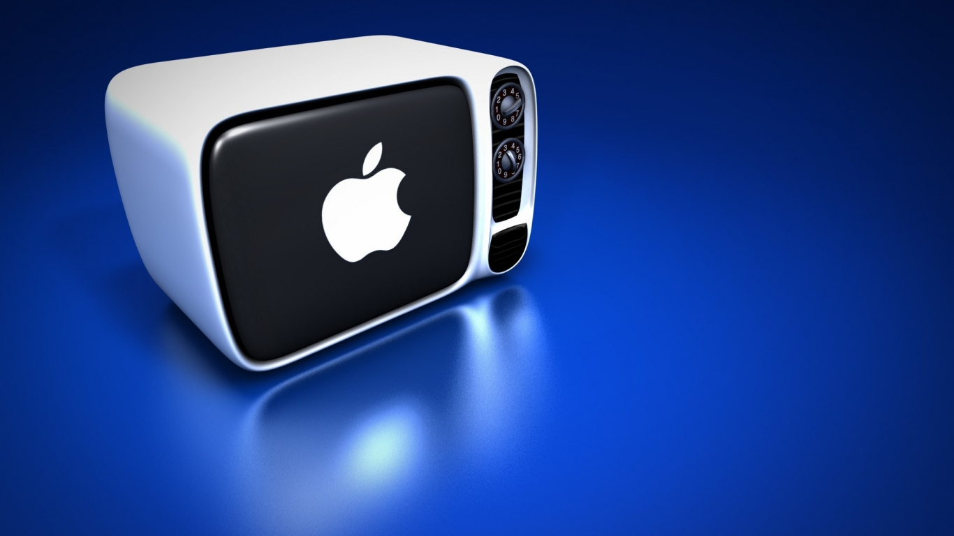 White and Black Apple Logo. Wallpaper in 1366x768 Resolution