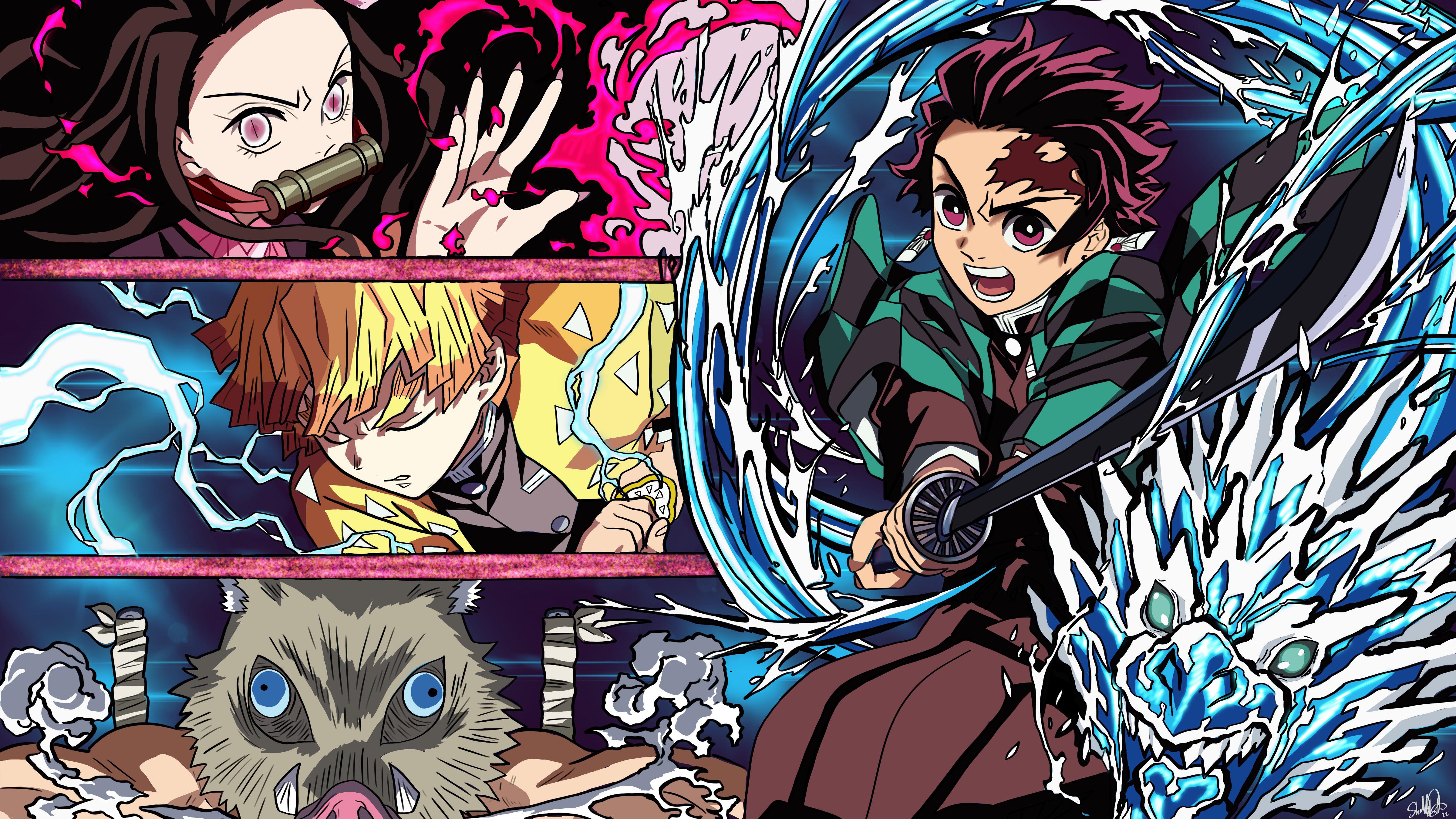 Wallpaper Anime, Kamado Tanjiro, Tanjiro Kamado, Nezuko Kamado, Inosuke  Hashibira, Background - Download Free Image