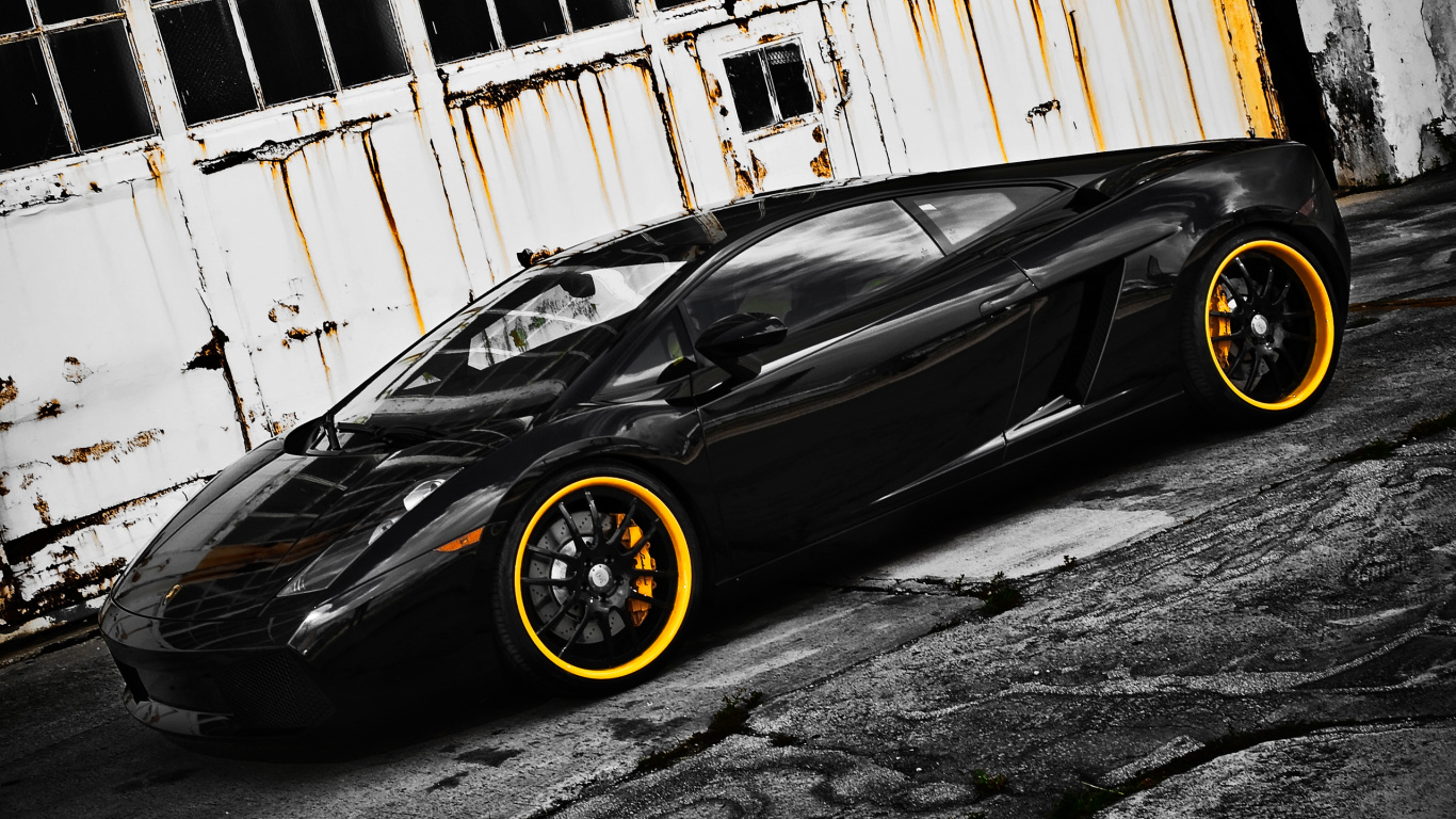 Black Coupe Parked Beside White Wall. Wallpaper in 1366x768 Resolution