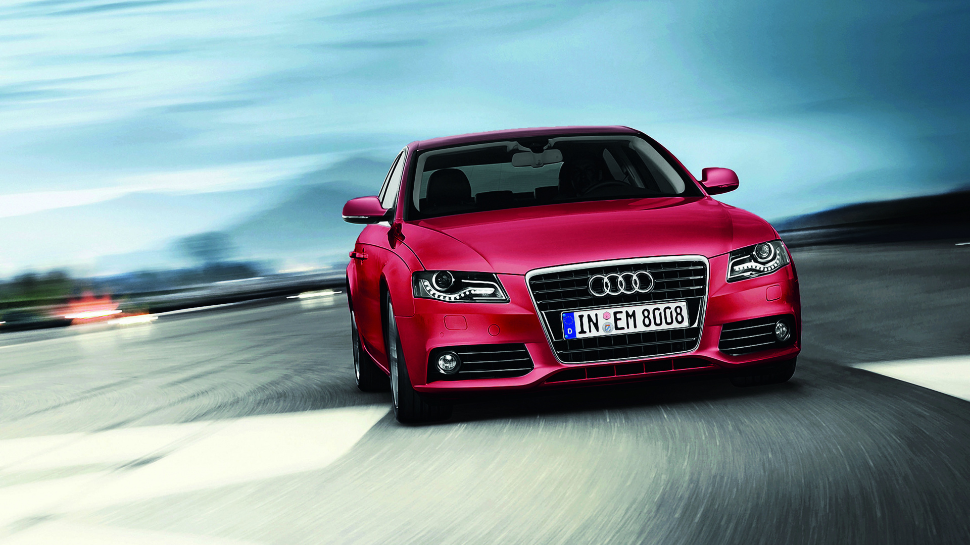 Rojo Audi a 4 en la Carretera. Wallpaper in 1920x1080 Resolution