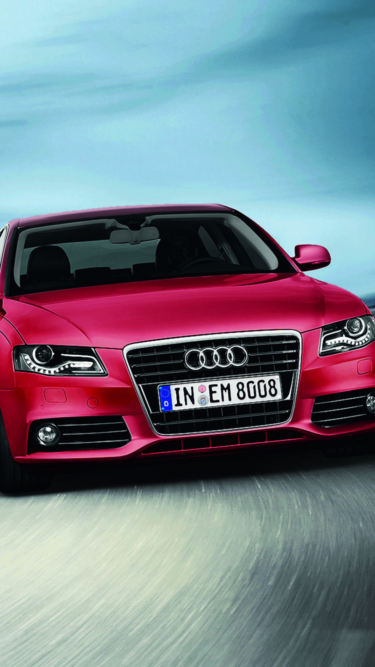 Audi Rouge a 4 Sur Route. Wallpaper in 750x1334 Resolution