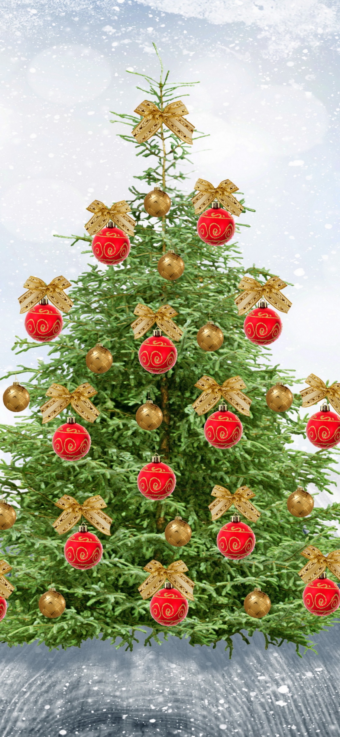 Neujahr, Weihnachten, Weihnachtsmann, Weihnachtsbaum, Weihnachtsdekoration. Wallpaper in 1125x2436 Resolution