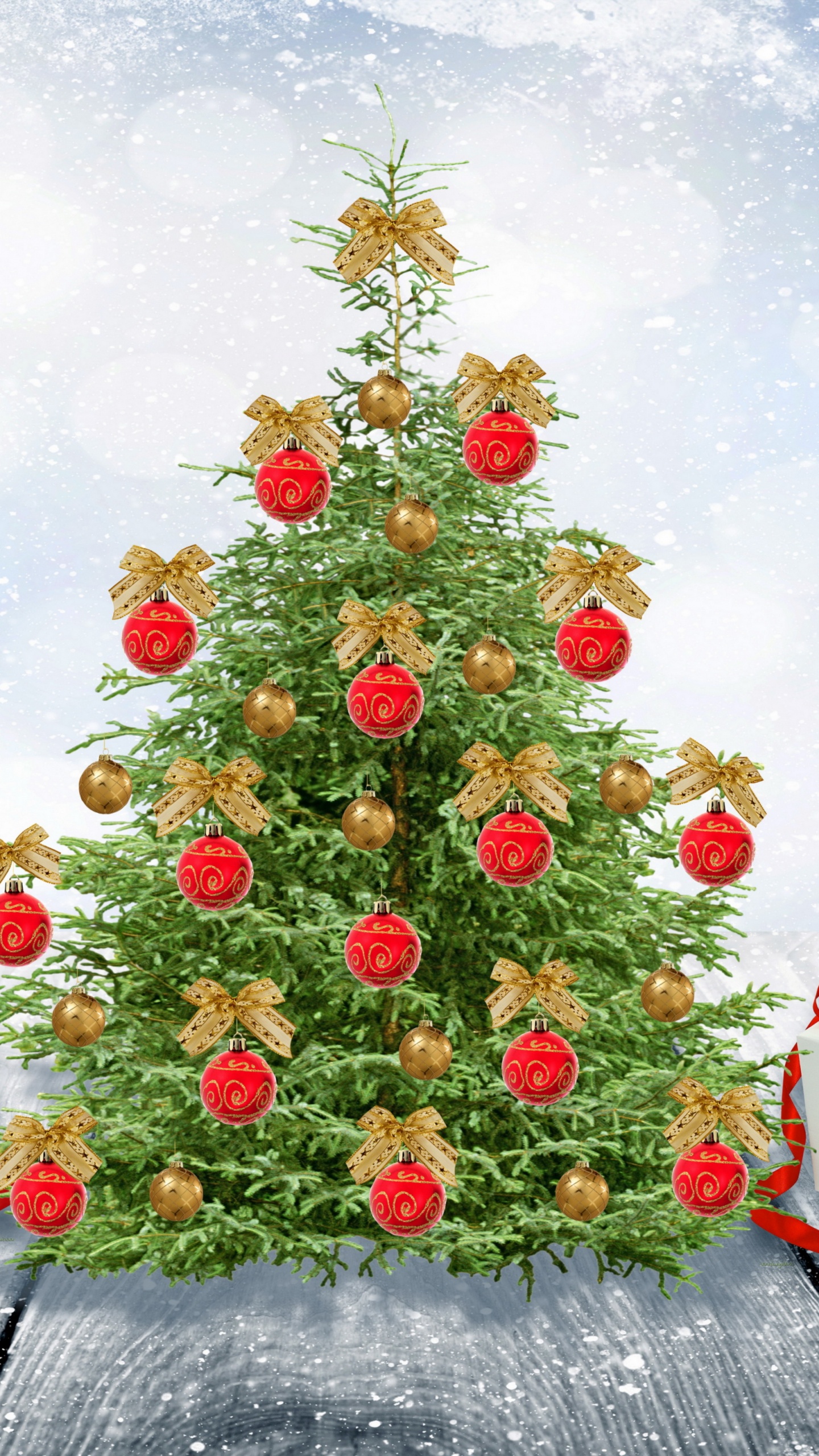 Neujahr, Weihnachten, Weihnachtsmann, Weihnachtsbaum, Weihnachtsdekoration. Wallpaper in 1440x2560 Resolution