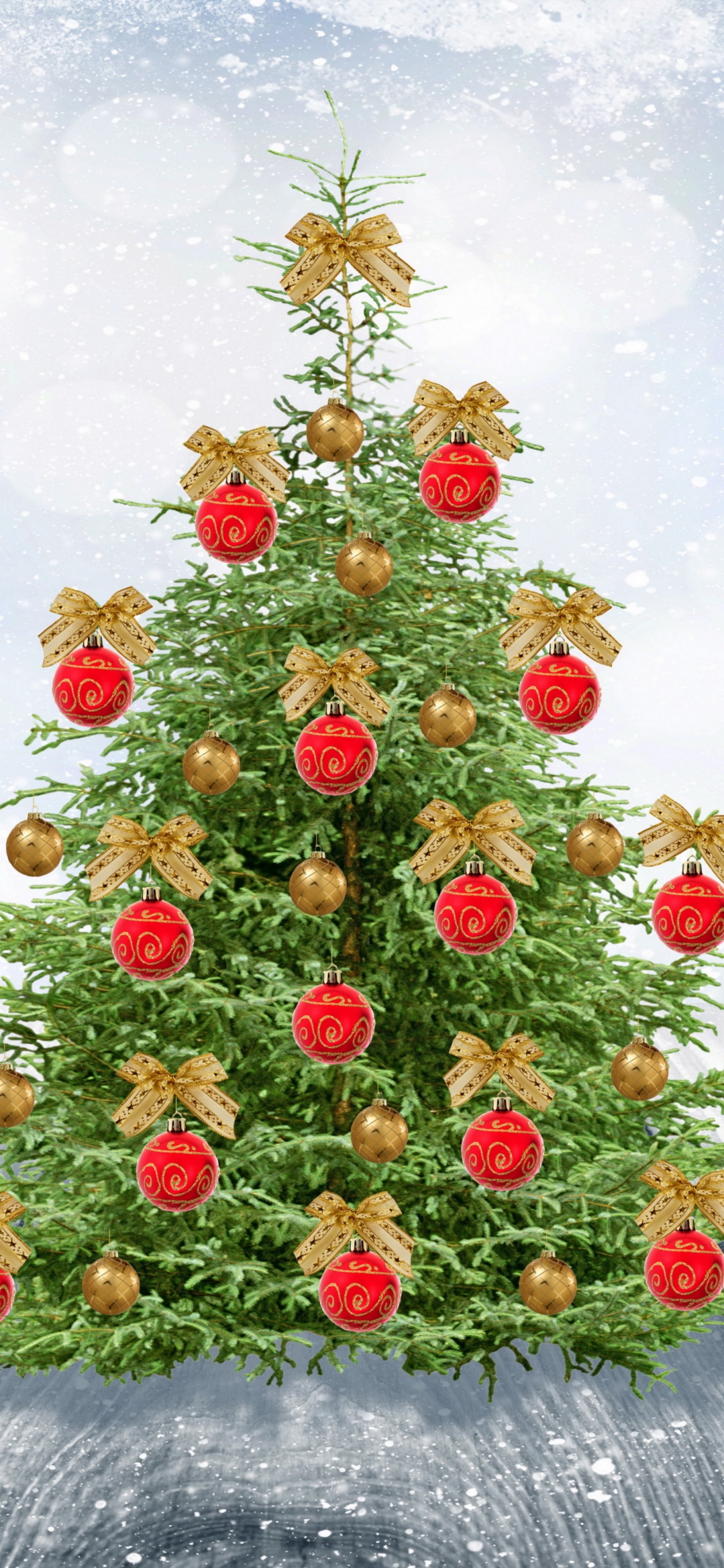 新的一年, 圣诞节那天, 圣诞老人, 圣诞树, 圣诞装饰 壁纸 1125x2436 允许