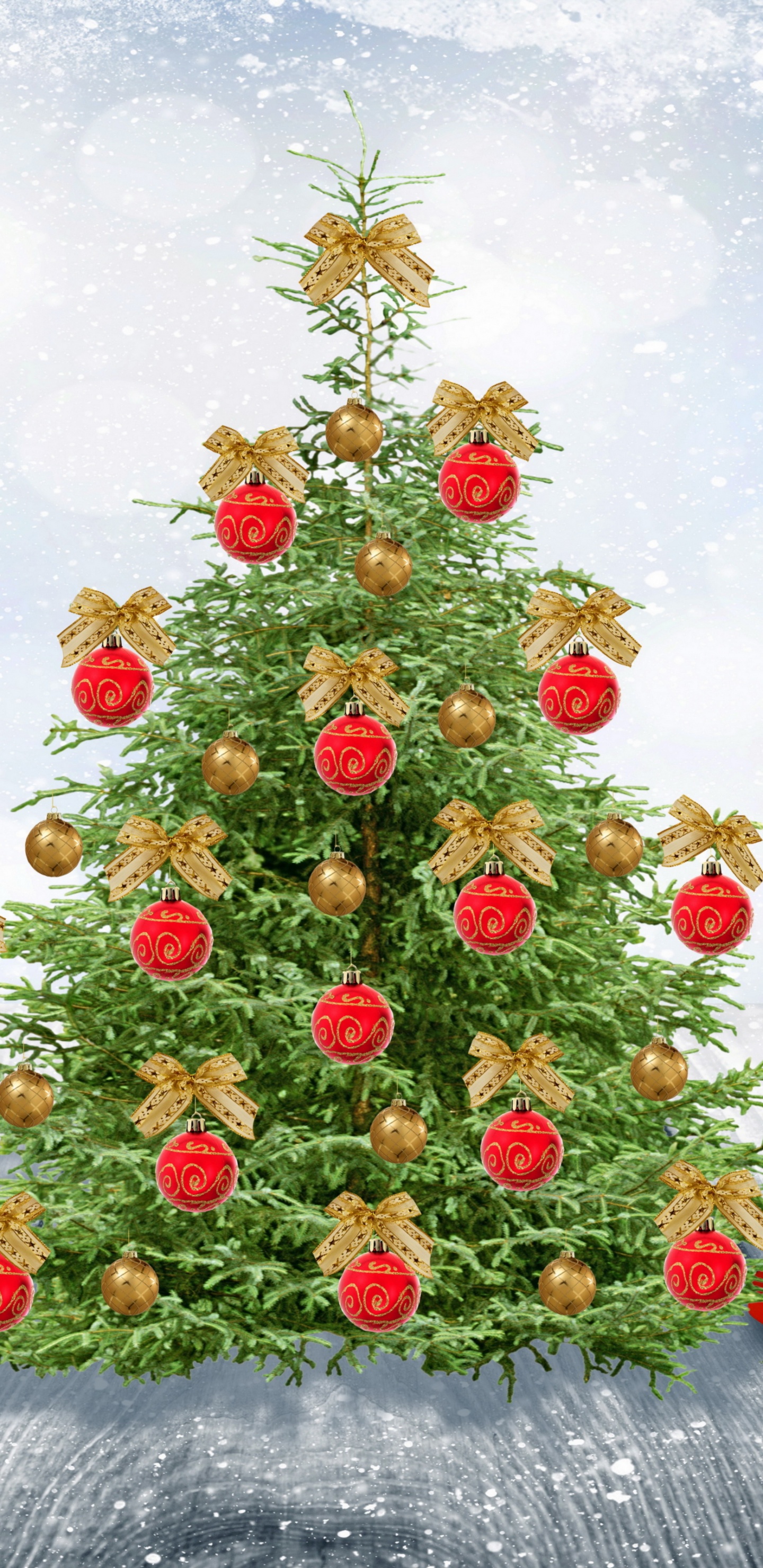 新的一年, 圣诞节那天, 圣诞老人, 圣诞树, 圣诞装饰 壁纸 1440x2960 允许