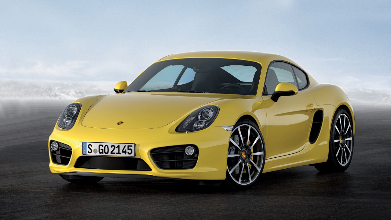 Porsche 911 Jaune Sur Fond Blanc. Wallpaper in 1280x720 Resolution