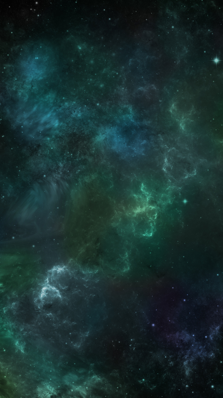 Green and Black Galaxy Illustration. Wallpaper in 750x1334 Resolution