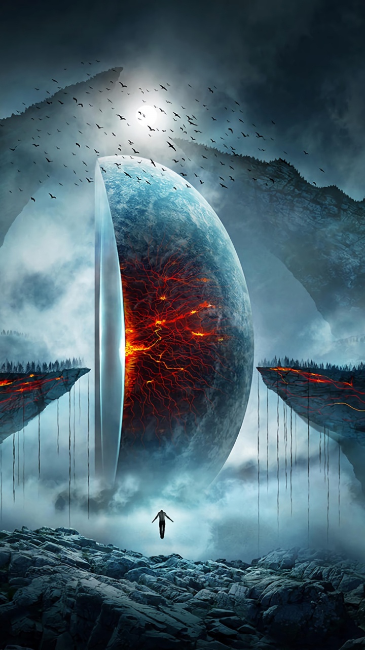 Mann Steht Auf Felsformation Unter Sternennacht. Wallpaper in 720x1280 Resolution