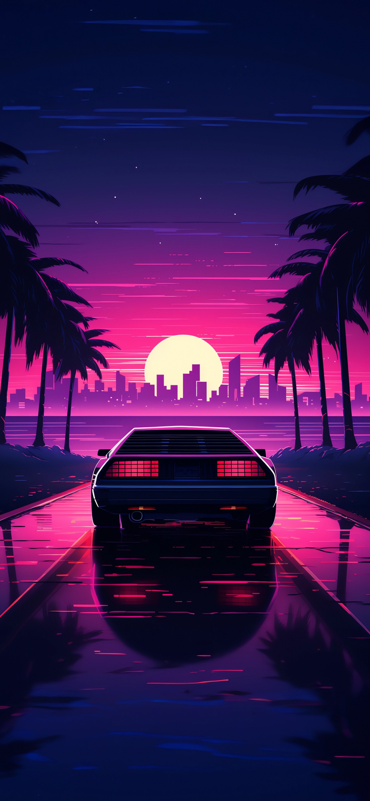 Lighting, Synthwave, Painting, World, Nature. Wallpaper in 1242x2688 Resolution