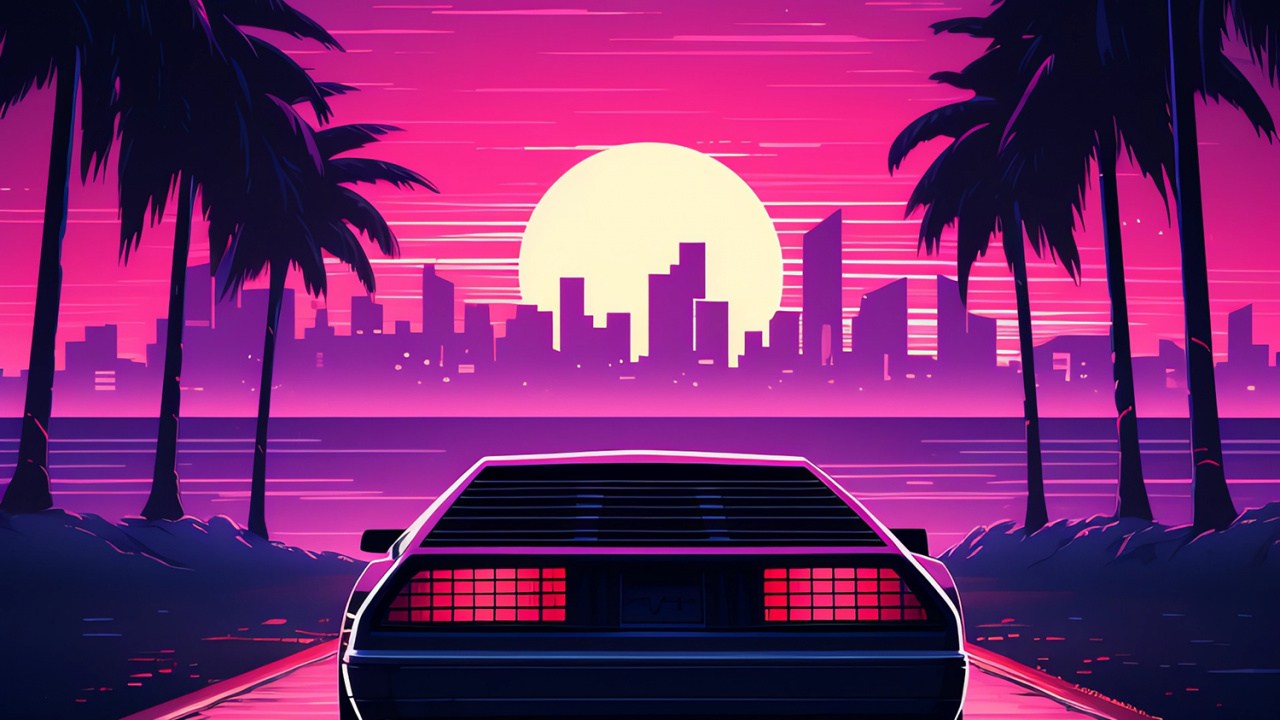 Lighting, Synthwave, Painting, World, Nature. Wallpaper in 1280x720 Resolution