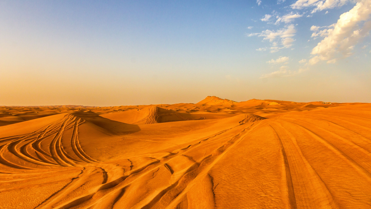 Brown Sand Under Blue Sky During Daytime. Wallpaper in 1280x720 Resolution