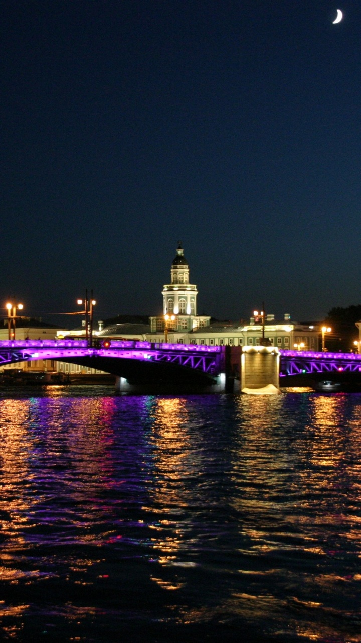 Reflection, Saint Petersburg, Tourist Attraction, Night, Water. Wallpaper in 720x1280 Resolution