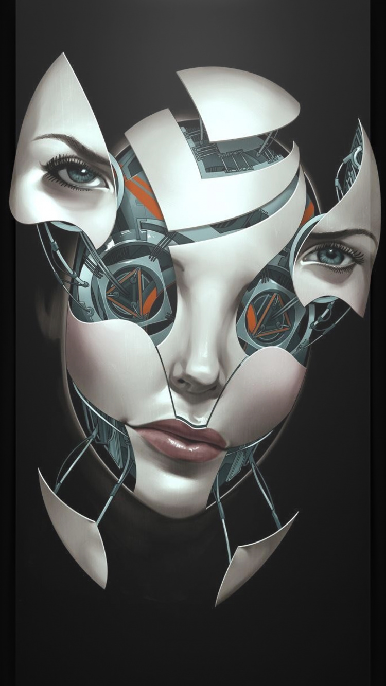 Robot, Eyebrow, Mouth, Art, Headgear. Wallpaper in 750x1334 Resolution