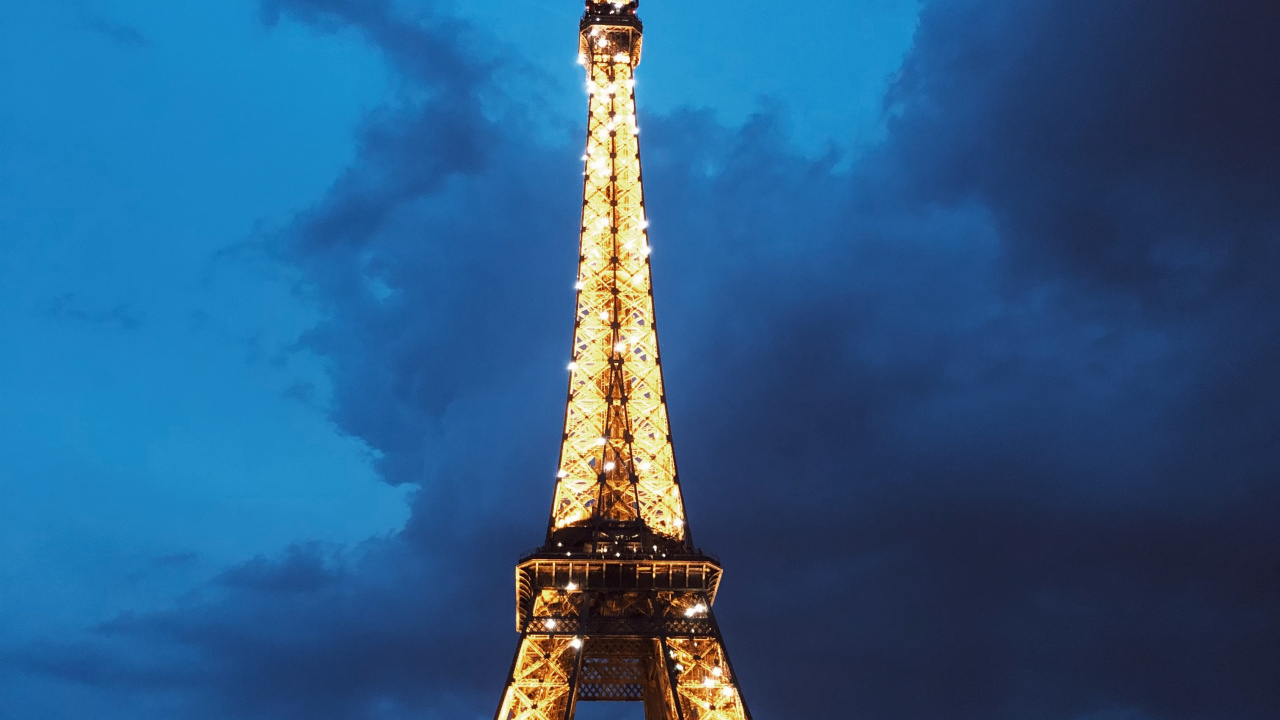 Paris, Tour Eiffel, Attraction Touristique, Monument, Blue. Wallpaper in 1280x720 Resolution