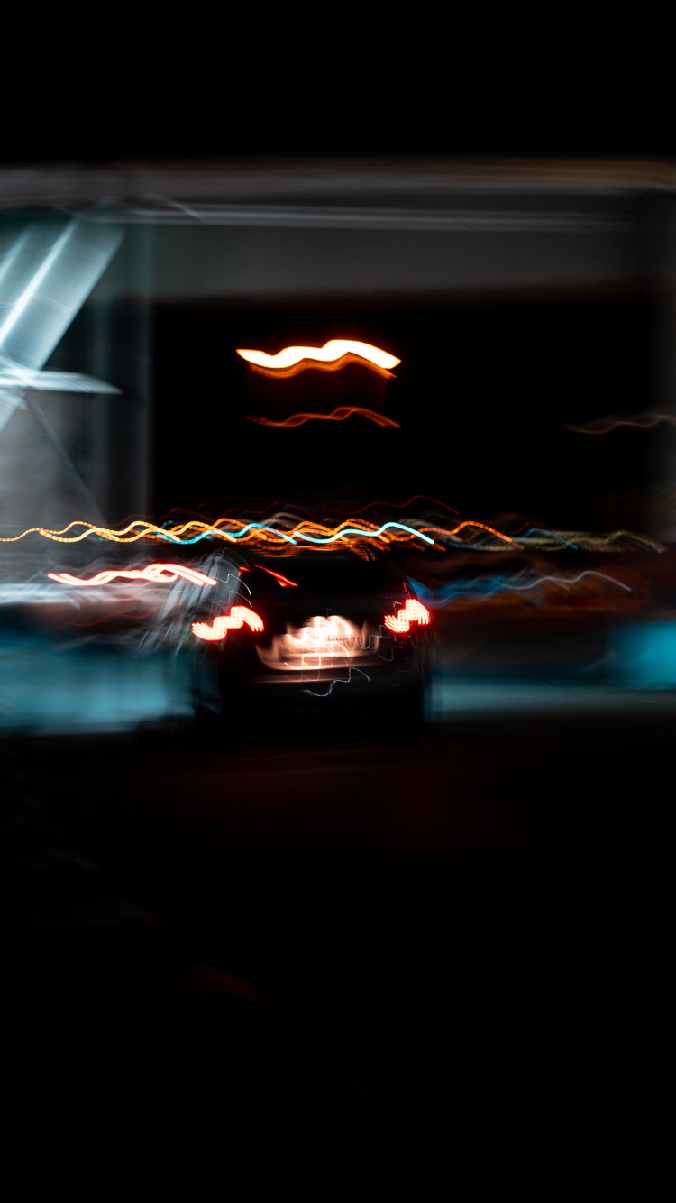 Blue and Red Lighted Tunnel. Wallpaper in 750x1334 Resolution