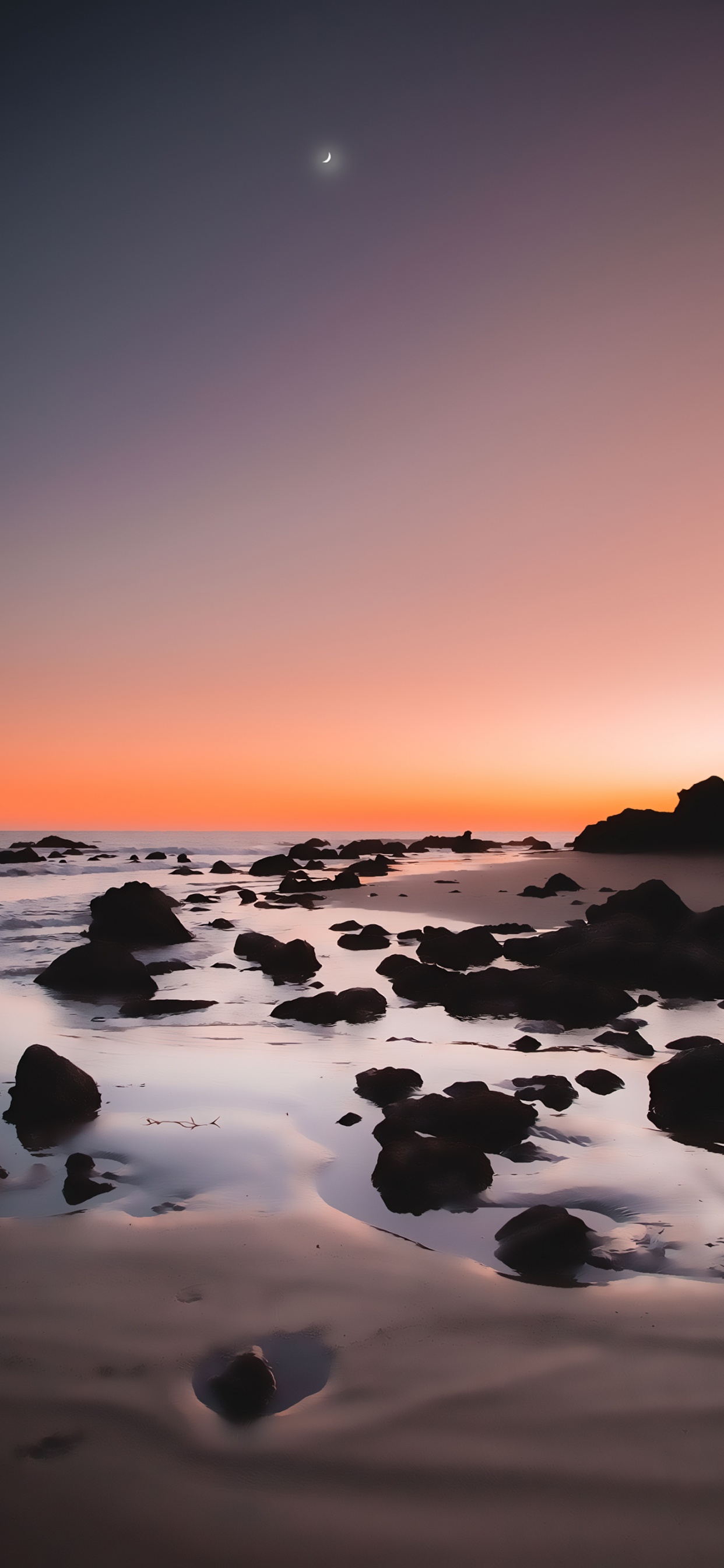 Beach, Rock, Nature, Water, Afterglow. Wallpaper in 1242x2688 Resolution