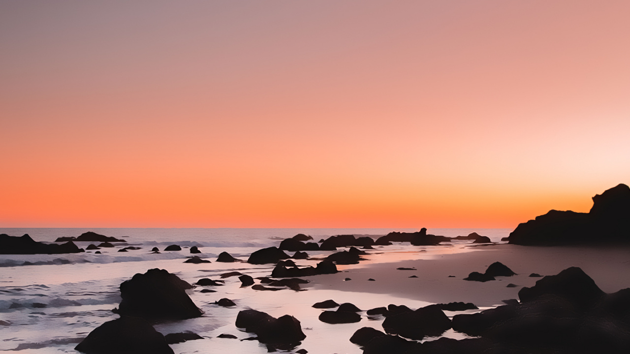 Strand, Rock, Natur, Wasser, Afterglow. Wallpaper in 1280x720 Resolution