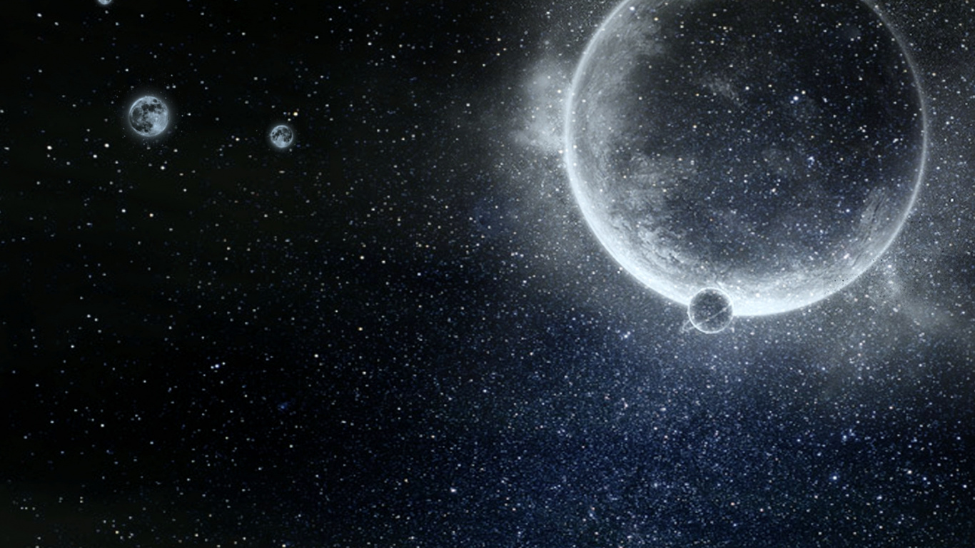 Moon Over The Sky During Night Time. Wallpaper in 1366x768 Resolution