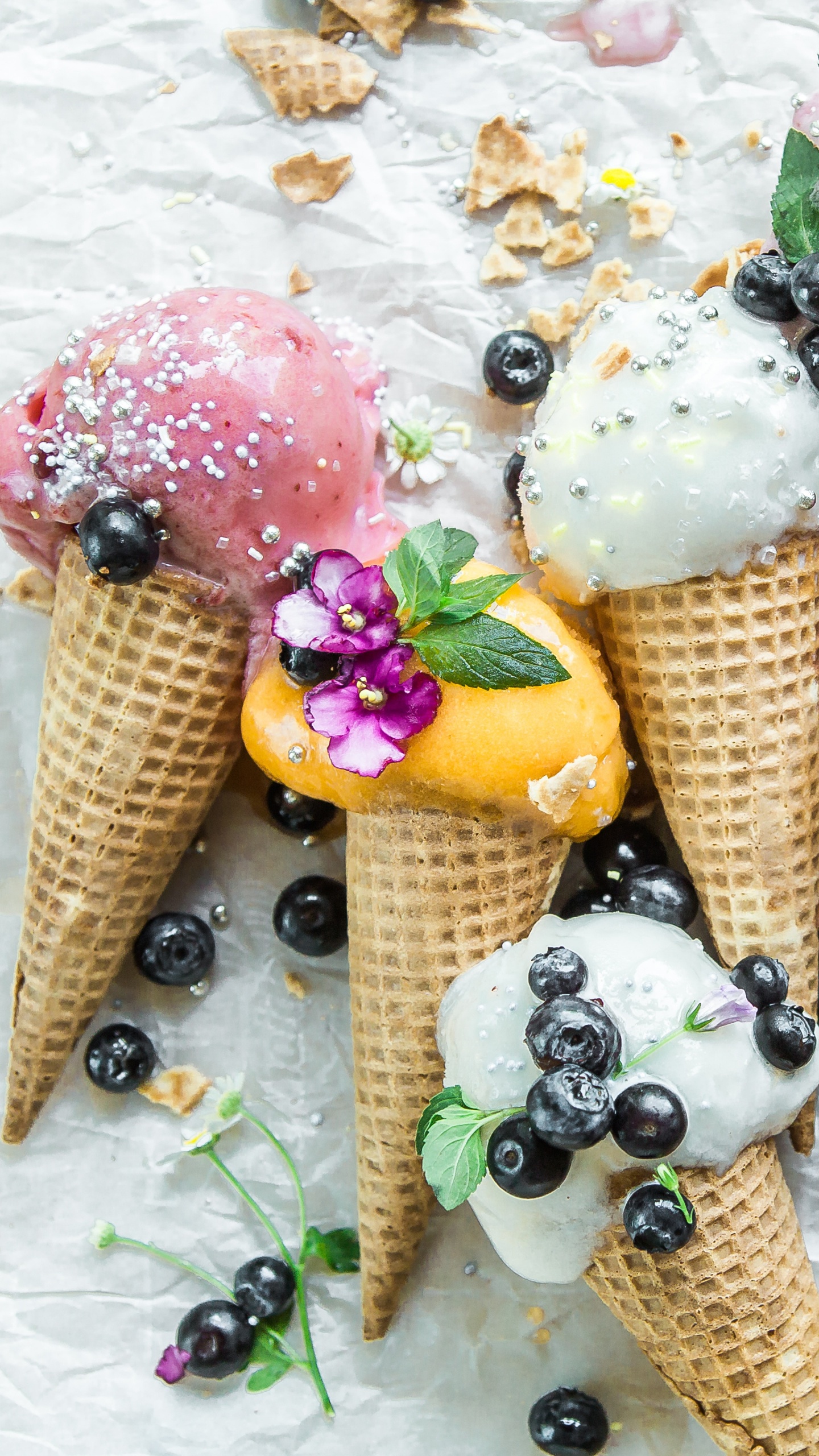 冰淇淋, 冰淇淋店, 冷冻甜点, 甜点, 食品 壁纸 1440x2560 允许